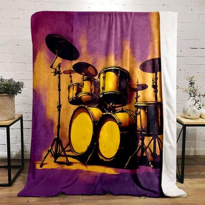 Colorful Drum Set Abstract Design Print Blanket Soft and Cozy Perfect for the Living Room Bed Sofa or a Nap,gift