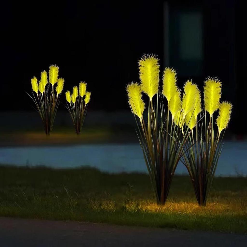 Solar LED Fiber Optic Reed Lamp for Outdoor Landscaping