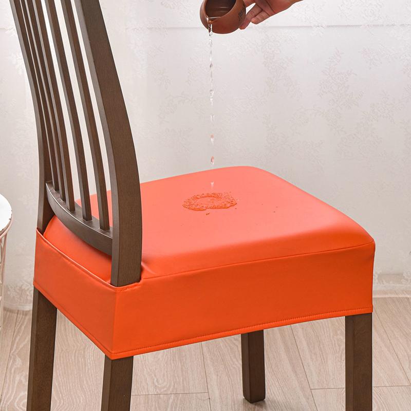 Elastic Square Chair Cover Waterproof PU Leather Home Dining Chair Seat Cover Decor Dust Slipcover Stool Cushion Removable