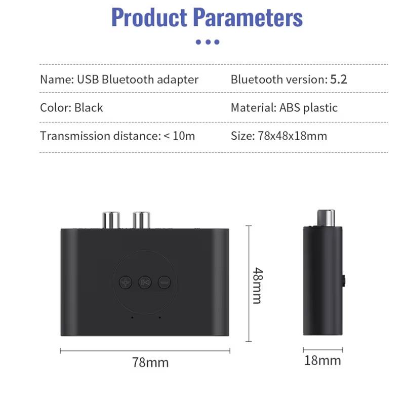 Bluetooth 5.3 Receiver Transmitter U Disk Rca 3.5Mm Aux Jack Stereo Music Wireless Audio Adapter For Car Kit Speaker Tv