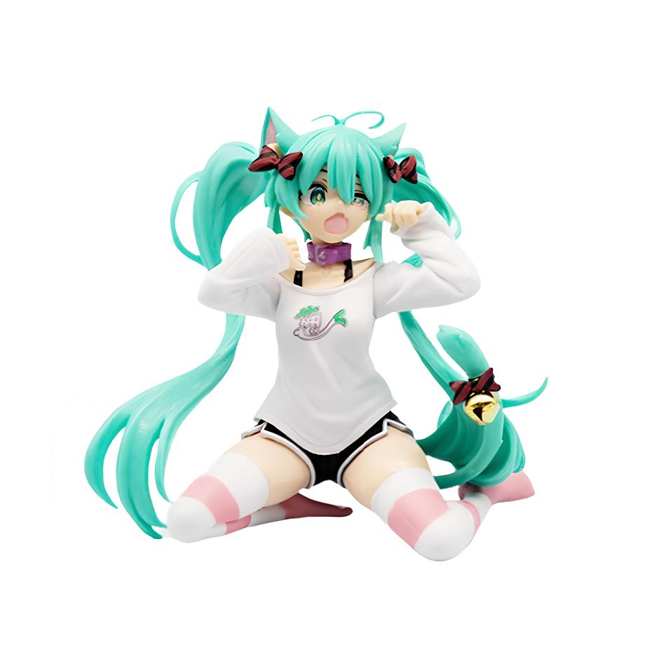 Hatsune Miku Desktop Cute Action Figure 12cm Neko T-Shirt Ver. Anime Figurine Kawaii Girl Model Toy Gift