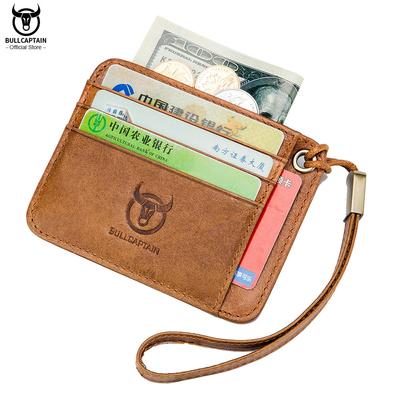 Genuine Leather Business Credit Card Holder Mini RFID Card Protection Unisex ID Holders CARDS WALLET WITH WRIST
