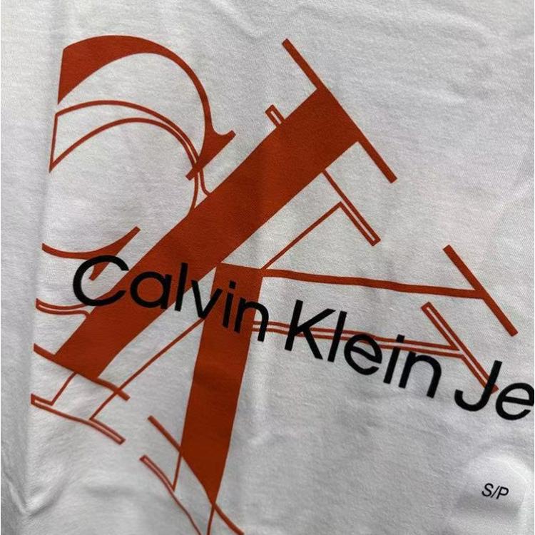 Calvin Klein Jeans Casual Comfortable Letter Logo Versatile Round Neck Short Sleeve T-Shirt Men T-Shirts White 40KC818-540