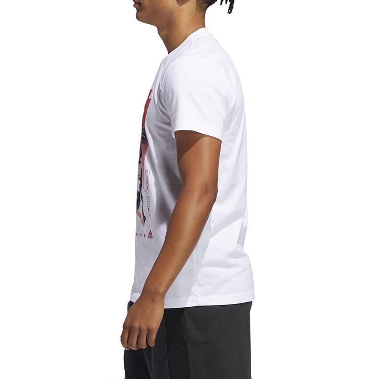 Adidas T Shirts Men's White Crew Neck Moderate Straight Fit FM4774