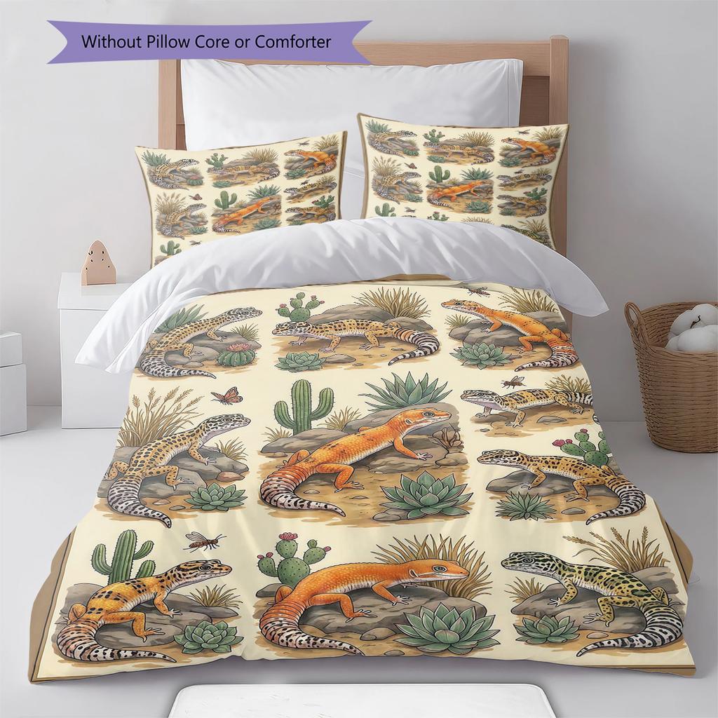 Retro Ölgemälde Tiere Muster Bettwäsche, Steppbett Set Bettbezug Kissenbezug Zuhause Geburtstagsgeschenk (1 Bettbezug + 2 Kissenbezüge, ohne Füllung)