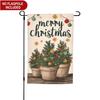 Garden Flag Merry Christmas Potted Trees with Ornament Lights Design Holiday Garden Flag for Outdoor Yard Lawn Porch Winter Decoration