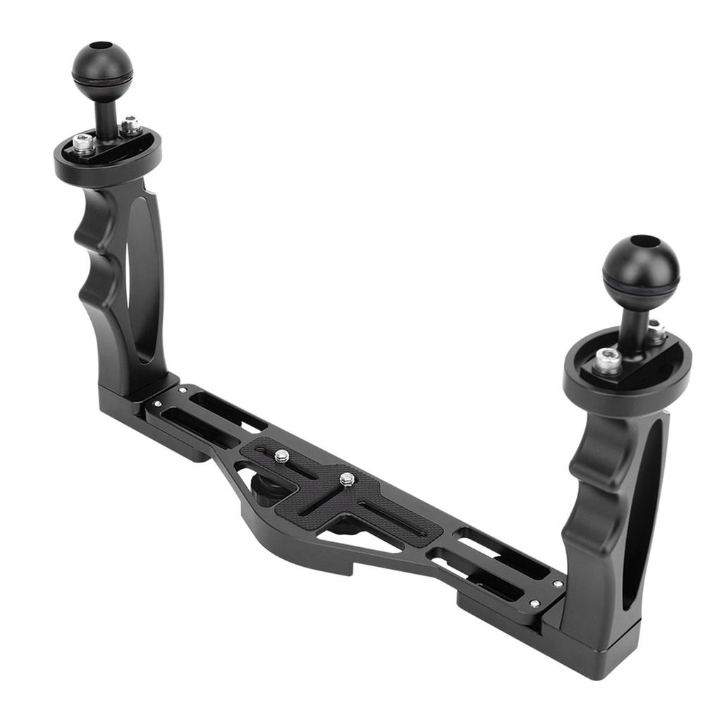 All Metal Dual Handheld Hand Grip Diving Flashlight Bracket Underwater Sports Camera Holder Stabilizer