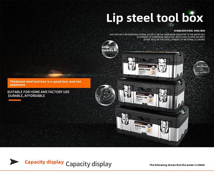 Green Forest Stainless Steel Toolbox: Multifunctional Storage for Hardware & Electricians