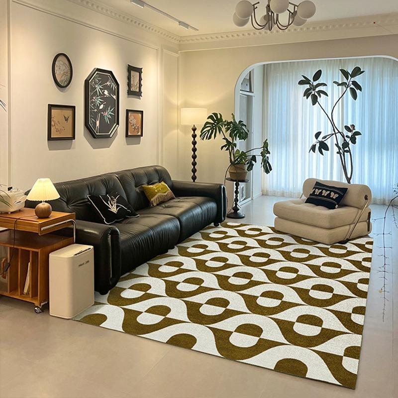 Living Room Carpet Medieval Style Green Plaid Rug Bedroom Bedside Sofa Retro Floor Mat Loop Velvet Big Area Home Decoration Rugs