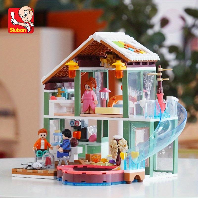Sluban 0961 Hot Spring Holiday House Building Block Toy Model Educational DIY Assembled Building Block Toy, Home Decoration