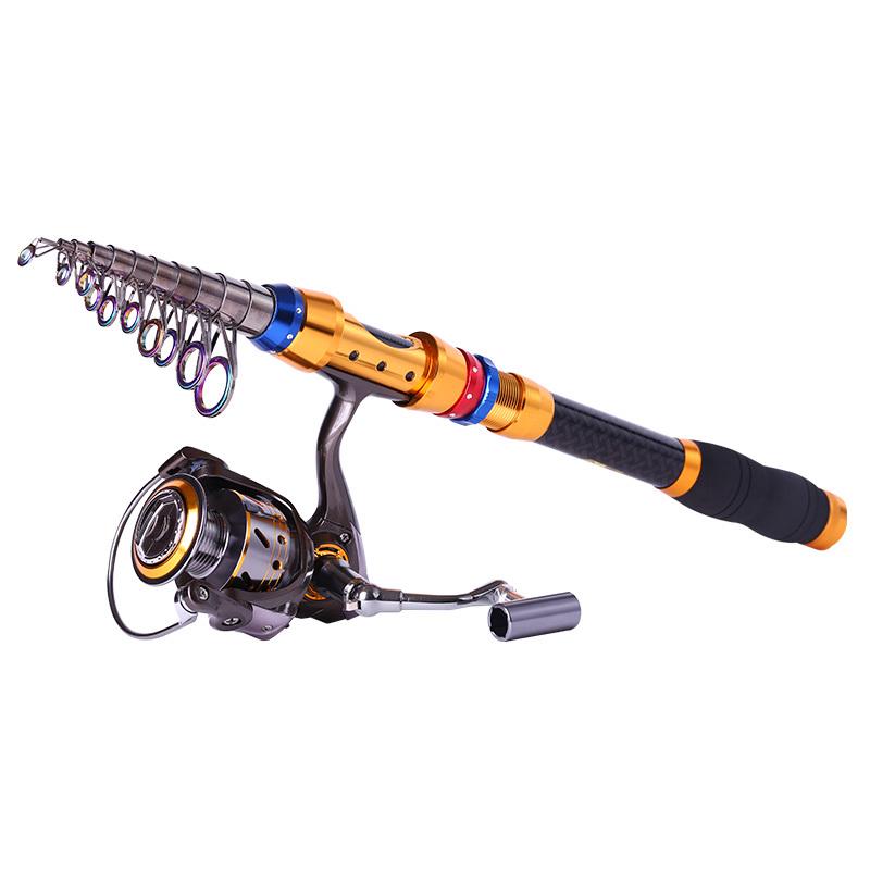 Canna da pesca telescopica con mulinello da 13BB Combo Attrezzatura da viaggio portatile per pesca in mare Acqua dolce salata