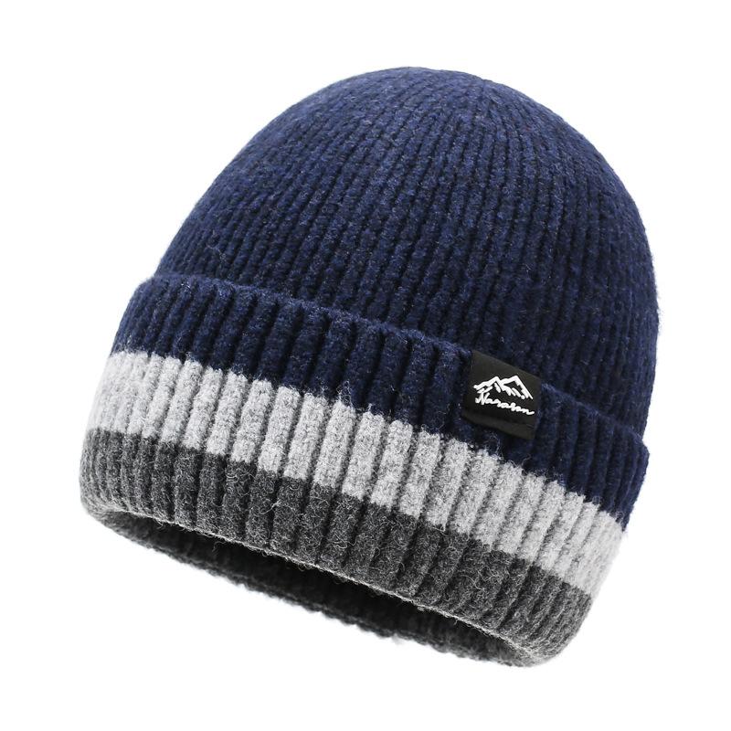 Winter Warm Wool Hat Knitted Pullover Hat Velvet Windproof Ear Protection Hat Thick Biker Hat for Men Women