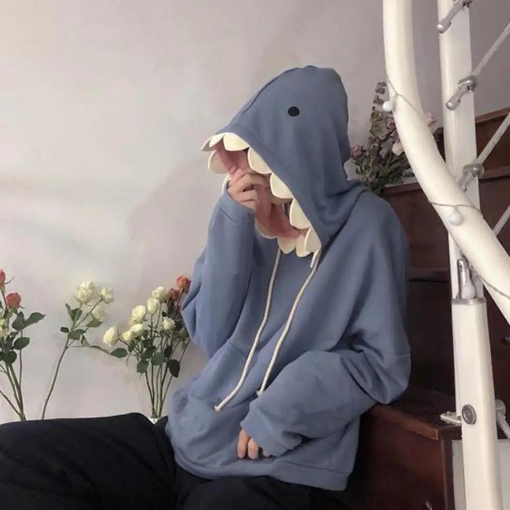 Autumn Winter Funny Shark Patchwork Hoodies Men and Women Kawaii Sweatshirt Fashion Casual Pullover School Oversized Clothes