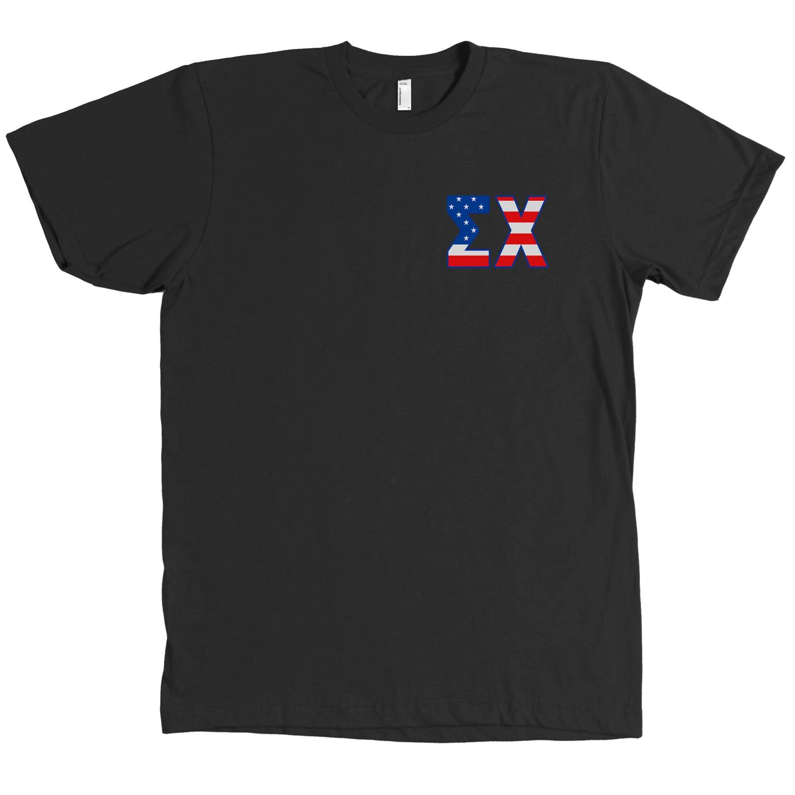 Sigma Chi Fraternity Bella + Canvas Shirt Sig Chi USA FLAG Letters MORE COLORS 2XL