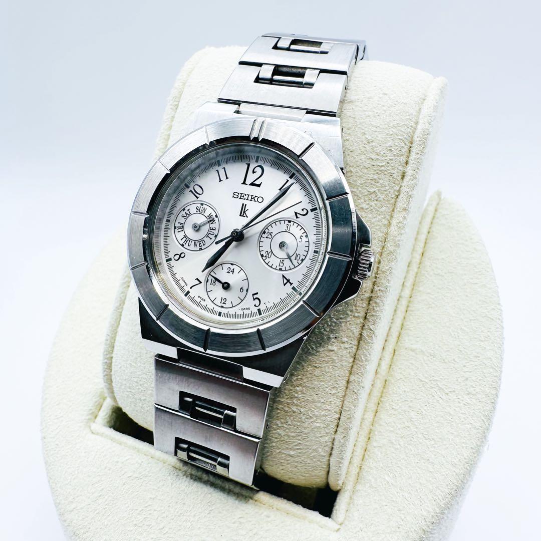 Б/У SEIKO Seiko Kia Хронограф Тройной Календарь Рабочий Новый Аккумулятор