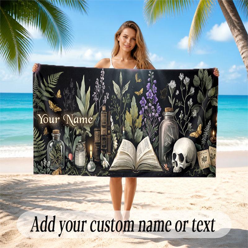 Fantasy Magic Theme Soft Beach Towel Personalized Custom Name Text Towel Portable for Beach Pool Travel