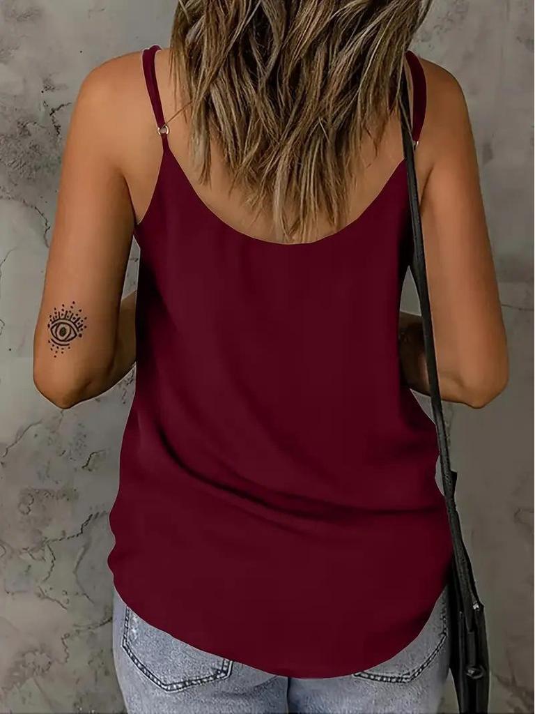 2026 Spring/Summer Women's Solid Color Mesh V-Neck Camisole - European & American Fashion
