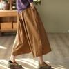 Johnature Women Vintage Loose Spring Wide Leg Pants Elastic Waist Cotton Belt Pockets Trouser Casual Pants