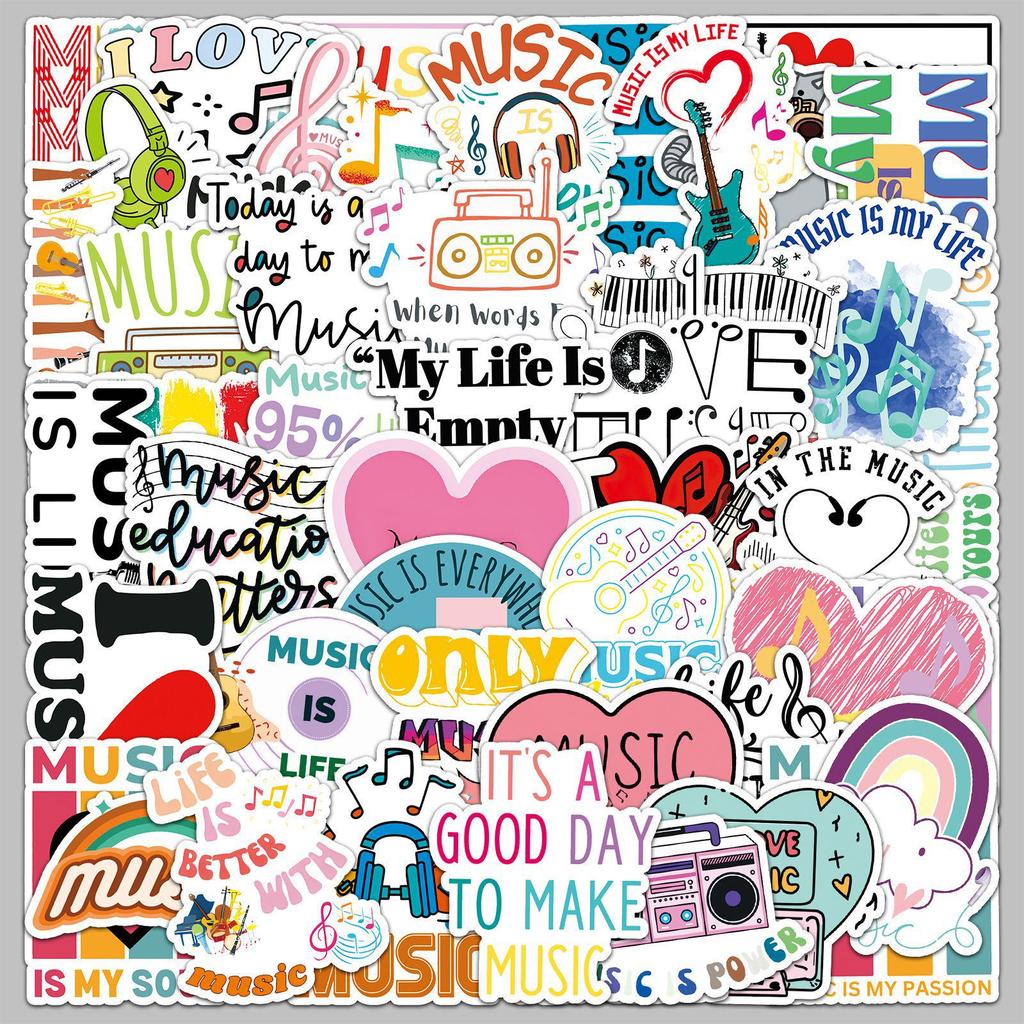 51 Waterproof Music Cartoon Stickers: Creative Graffiti Decals for Notebooks and Planners