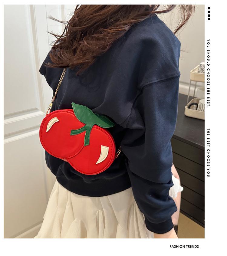 New Creative Cherry Shape Shoulder Messenger Bag Female Cute Personalized Small Bag Chain Bag