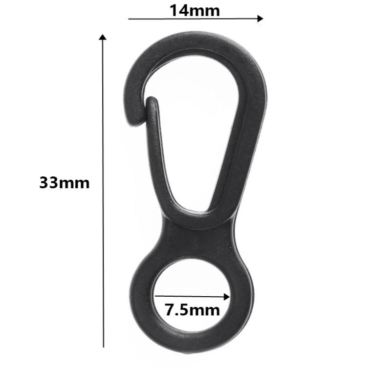 20Pcs Durable Black Plastic Snap Hooks Sturdy Buckles for Keychains Backpacks Camping Travel Outdoor Activities