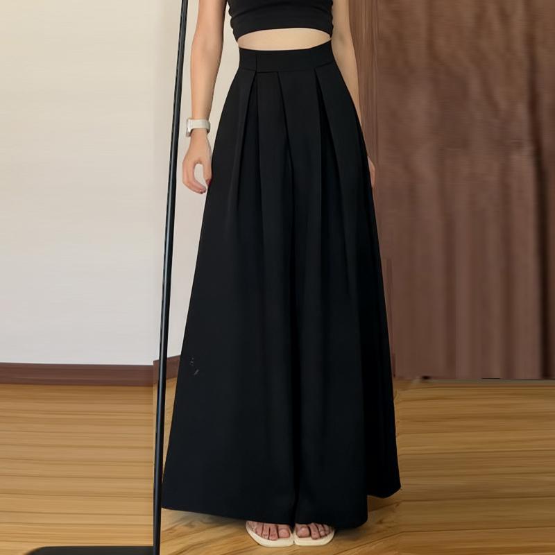 Женские повседневные однотонные свободные широкие брюки ZANZEA M чёрный