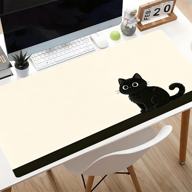 Black Cute Cat Mouse Pad Kawaii Cartoon Big Size Laptop Desk Mat Nonslip Gamer Keyboard Pad Gaming Computer Mousepad Easy Clean