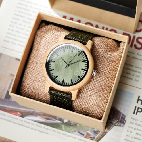 BOBO BIRD B045 Bamboo Watch with Nylon Band, 40mm Diameter