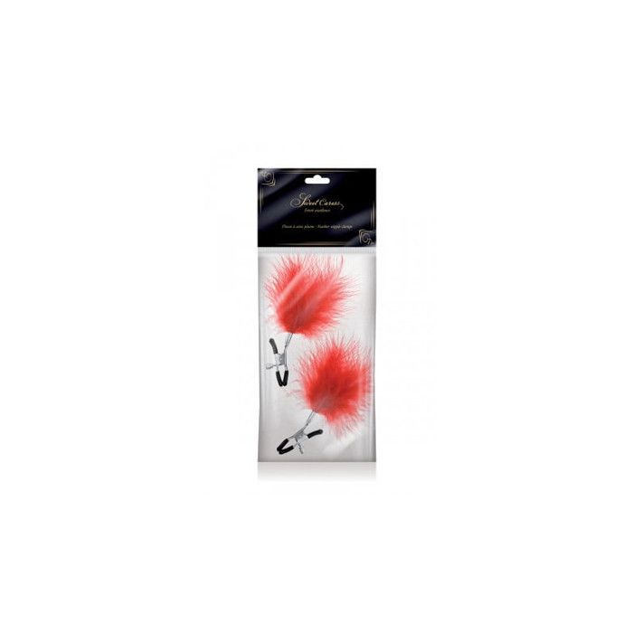 Pinces à seins - U Rouge - Plumeau rouge - Pression réglable - Usage adulte - Non jetable