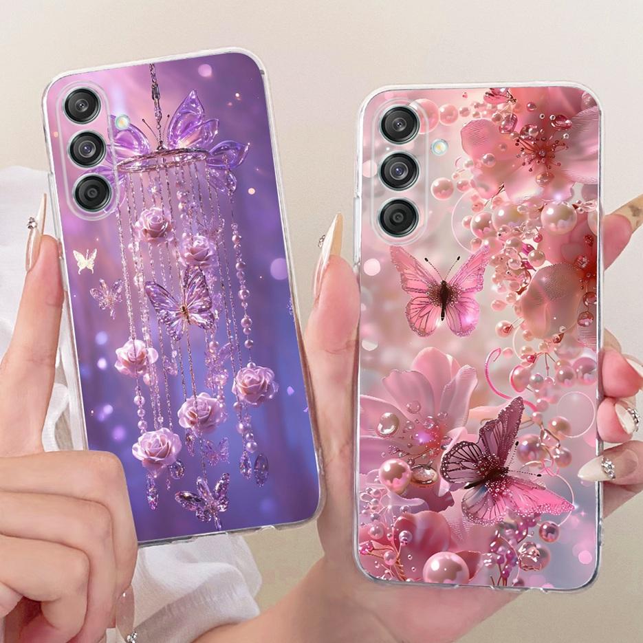 Etui do Samsung Galaxy M55 SM-M556B Nowe Kwiaty Motyl Malowane Pokrowiec Miękki Silikonowy Etui Do Samsung M55 M 15 Galaxy M15 Torby