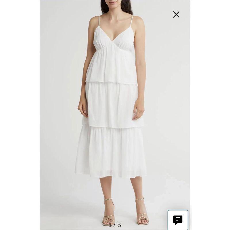 

WAYF Us Ins Красный Бренд Чисто Белый Американская Тяжелая Промышленность Многослойное Полностью Подкладное Платье-Слинг Миди USD 128 White XL