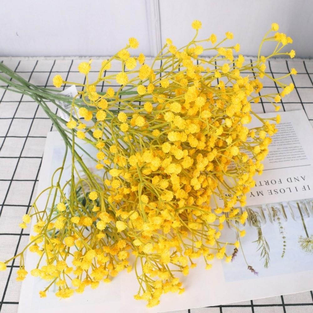 5pcs 3 Branch Artificial Gypsophila Fake Silk Petals Stretching Branches Design Artificial Flower Stems Plastic