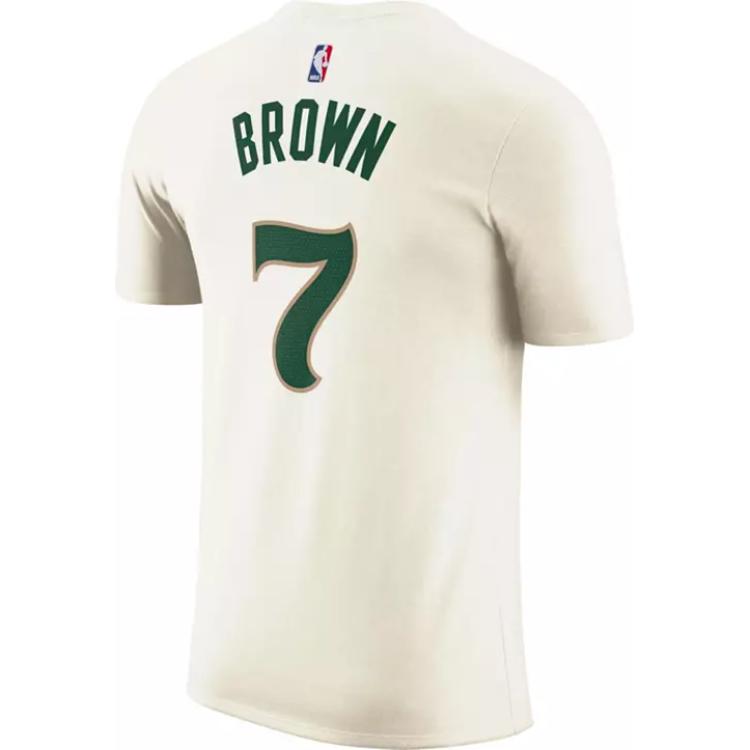 New Nike Boston Celtics 2023 24 City Edition Jaylen Brown #7 T Shirt Men's White FN1202-138