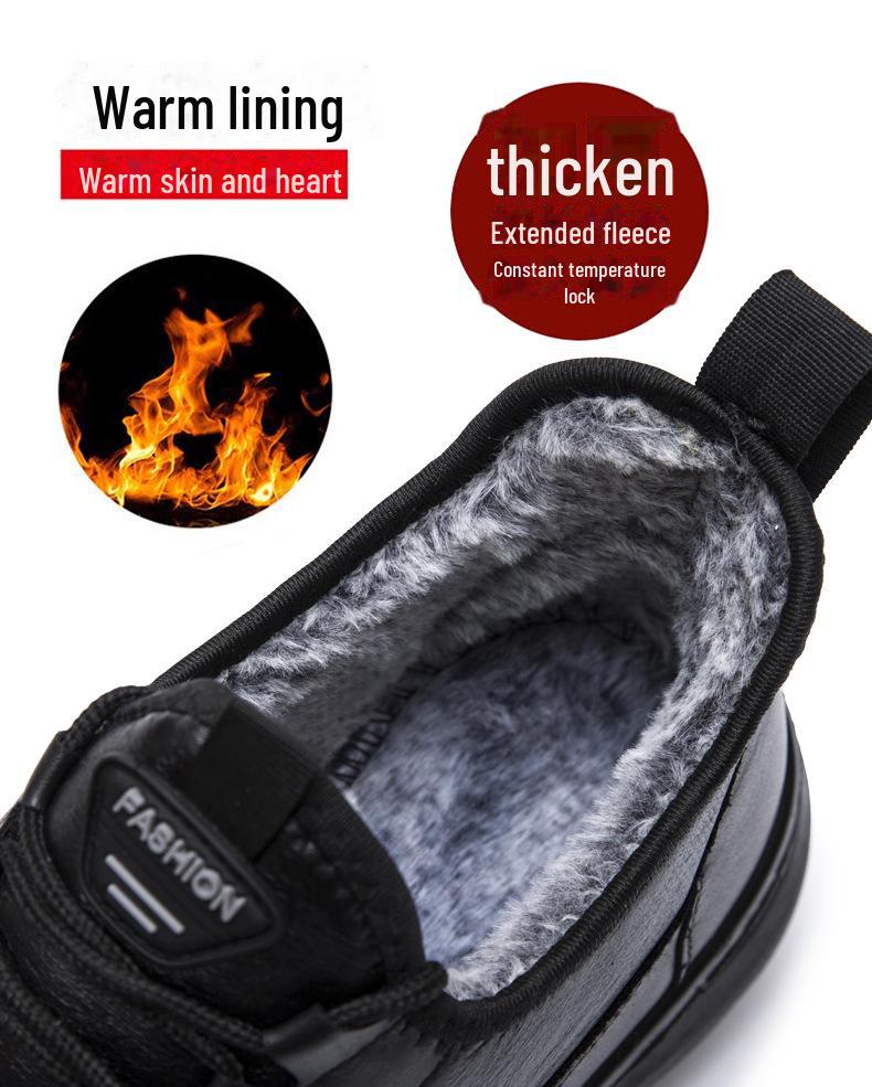 Warm, Non-Slip Waterproof Velvet-Lined Winter Cotton Shoes for Middle-Aged and Elderly Men and Women