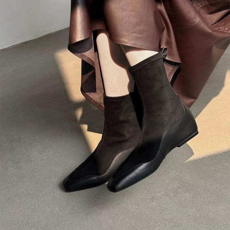 Fashion French Inner Heel Heel Mid-leg Boots, Small Booties, New Autumn and Winter Look Thin and Versatile
