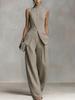 2026 Women's Solid Color Sleeveless Shirt and Pants Set
