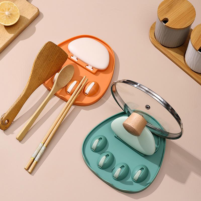 Kitchen free punching cat claw pot lid rack multifunctional wall-mounted hook storage rack creative soup spoon chopstick rack