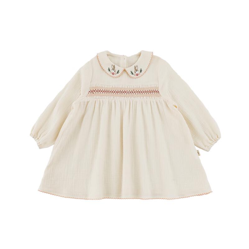 YouYou Girls' 2026 Spring Pure Cotton Forest Style Lapel Dress