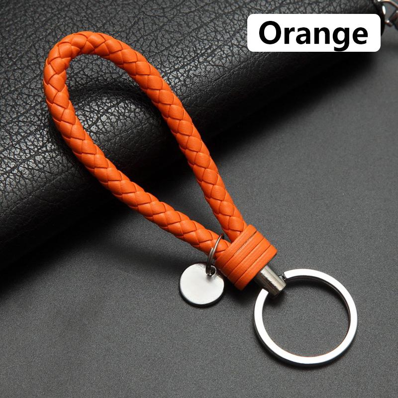 

1шт ремешок коричневый плетеный ремешок кожаный брелок ручной работы черный автомобильный брелок плетеный веревочный 13cm оранжевый