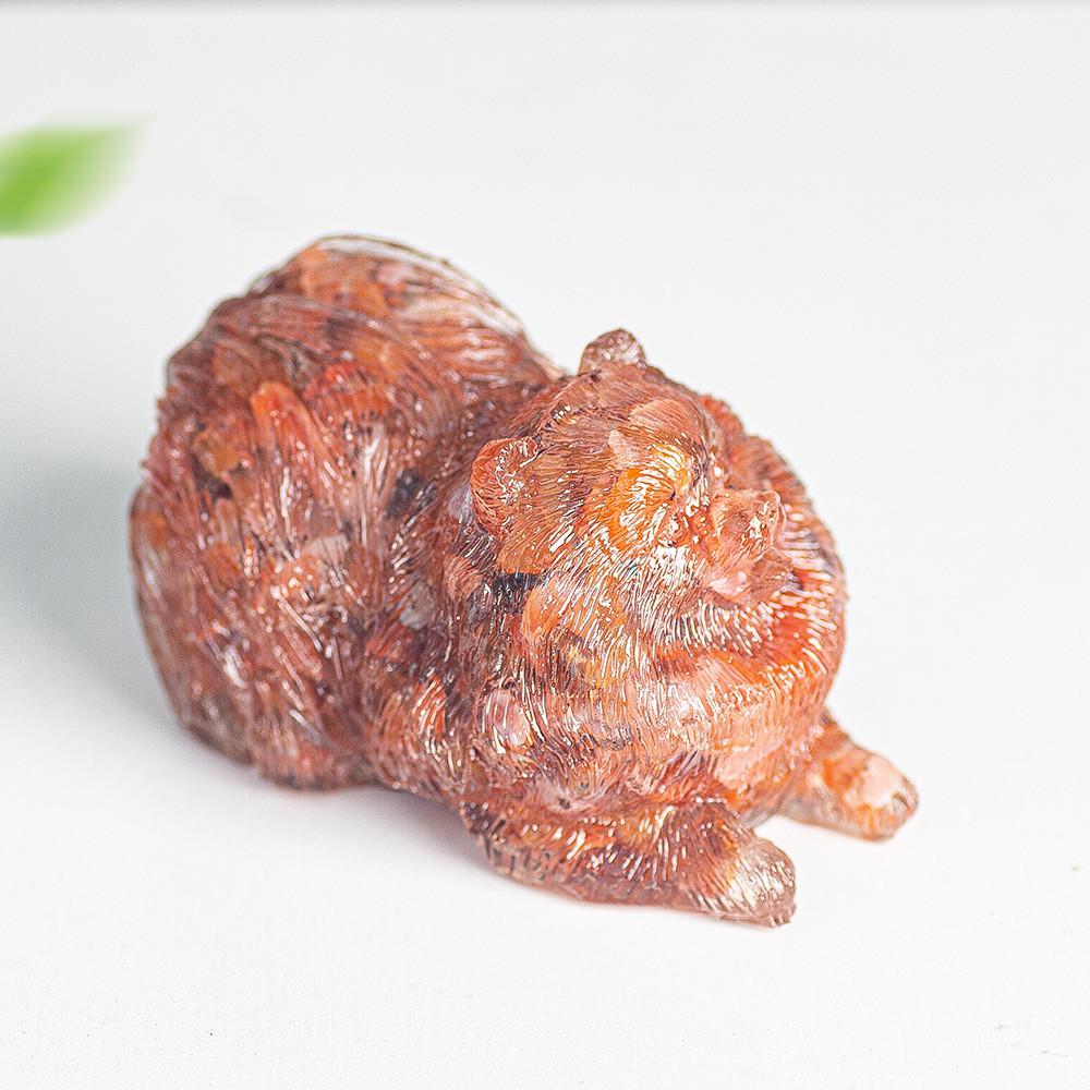 Resin Filled Water Crystal Dog Ornament With Semiprecious Stones For Office Decor And Collectors