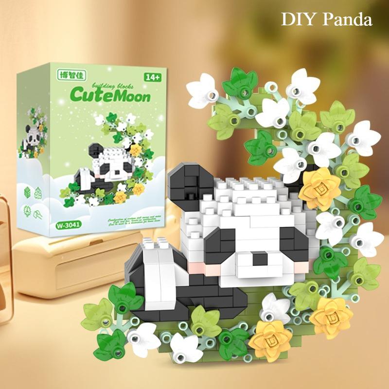 Diy Dog Cat Panda Raccoon Cute Pet Small Building Block Model Series Ornaments Children'S Toy Christmas Birthday Gifts For Kids