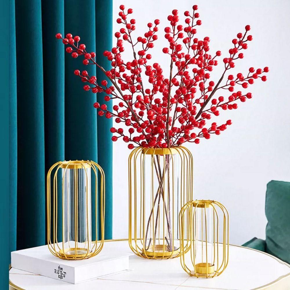 Metal Frame Geometric Flower Vase Fashionable Nordic Plant Holder Iron Hydroponic Vase Living Roon
