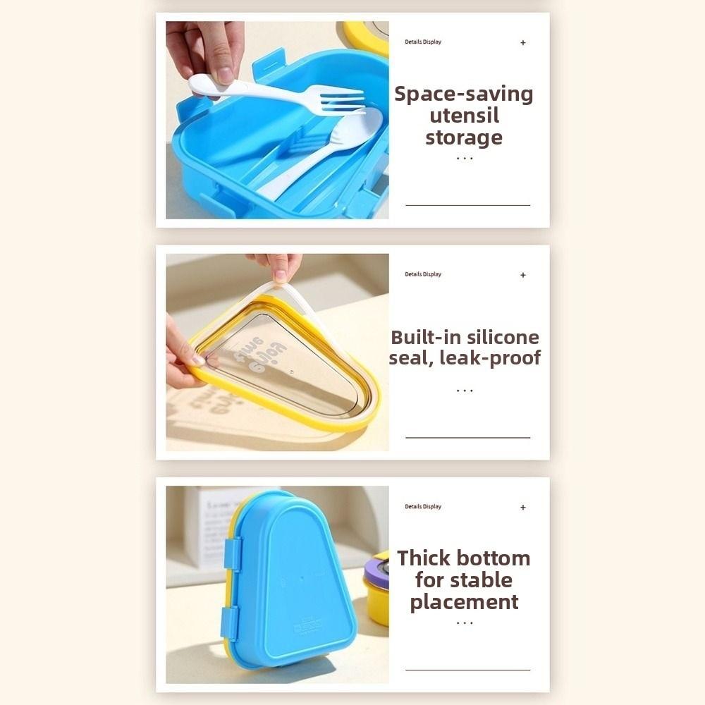 Triangle Thermal Lunch Box Divided Compartments Food Container Portable Insulated Bento Box  Picnic