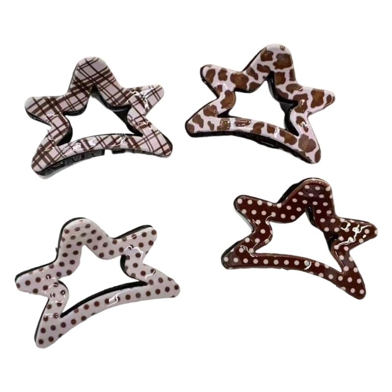 Elegante Fermaglio per Capelli Coreano con Charms a Forma di Stella in Acetato Acconciatura Ideale per Donne