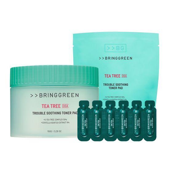 BRING GREEN Tea Tree Cica Trouble Soothing Toner Pads 90 Sheets + 90 Sheets Refill Plan