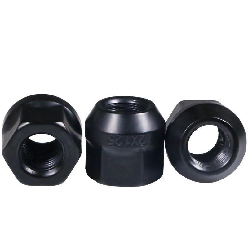 Écrous de roue noirs m12x1.25,m12x1.5 hauteur 21mm Ouvert hex 19mm 16pcs