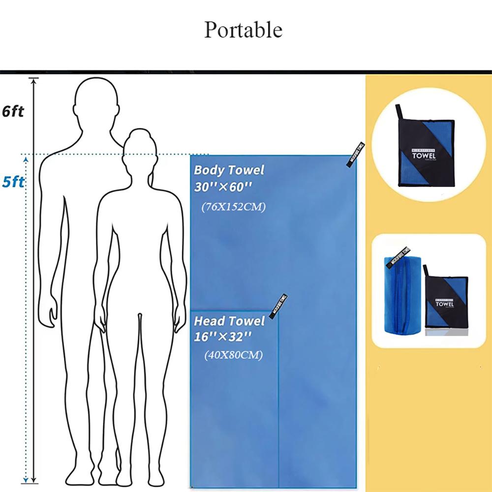 Cross-border Outdoor Storage Camping Quick-drying Sports Towel Absorbent Microfiber Beach Swimming Quick-drying Bath Towel