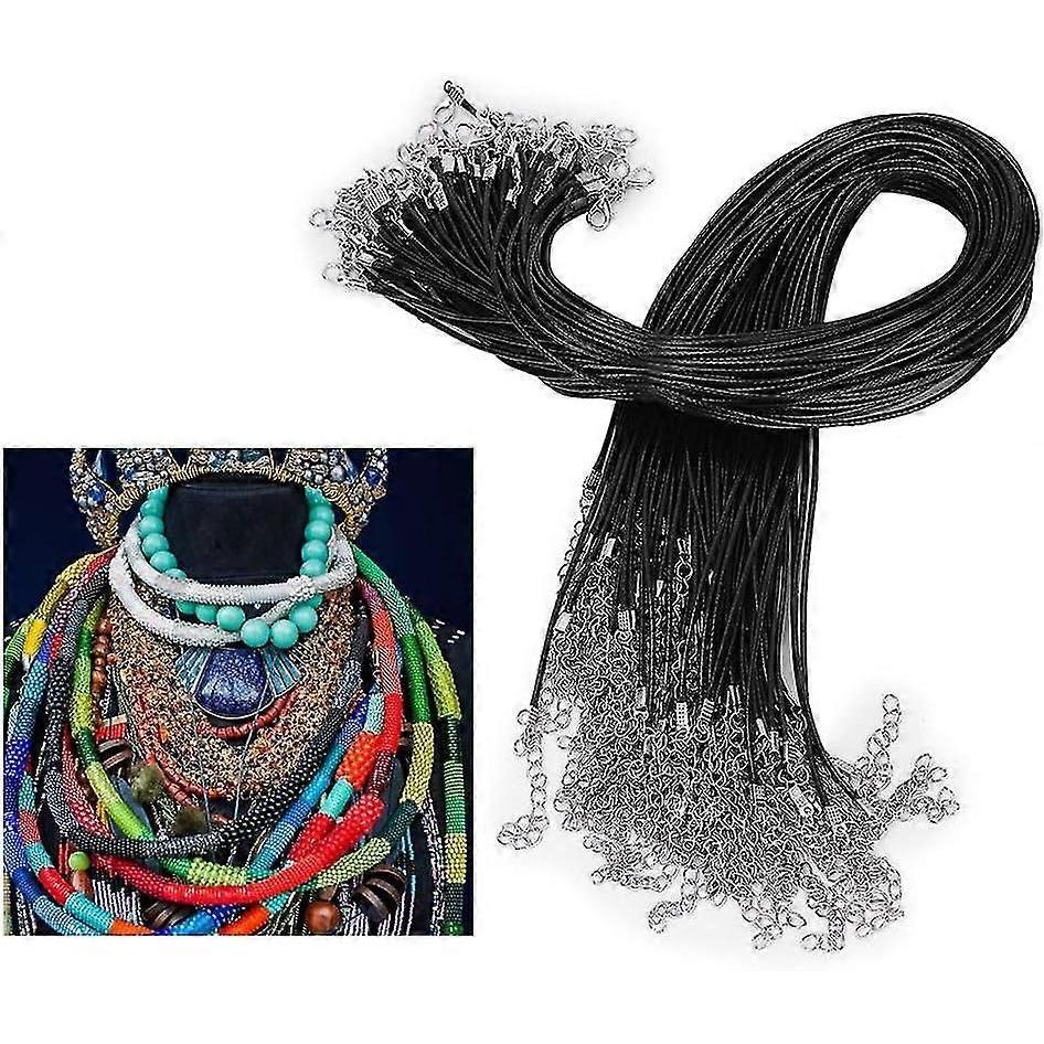 Necklace Cord, Waxed Cord Necklace, 100 Pieces Wax Cord With Lobster Claw Clasp, Waxed Thread For Diy Jewelry Findings