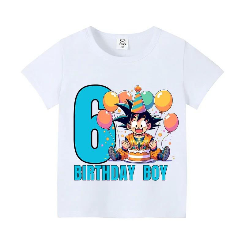 Dragon Ball Birthday Number Printed Tshirt Boys Girls Cartoon Anime Tees Short Sleeve Summer Casual Clothing Loose Tops Gifts