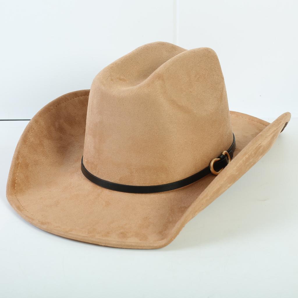 Popolare cappello western da cowboy in camoscio stile europeo e americano per uomo e donna, semplice e alla moda, a tesa larga, cappello jazz
